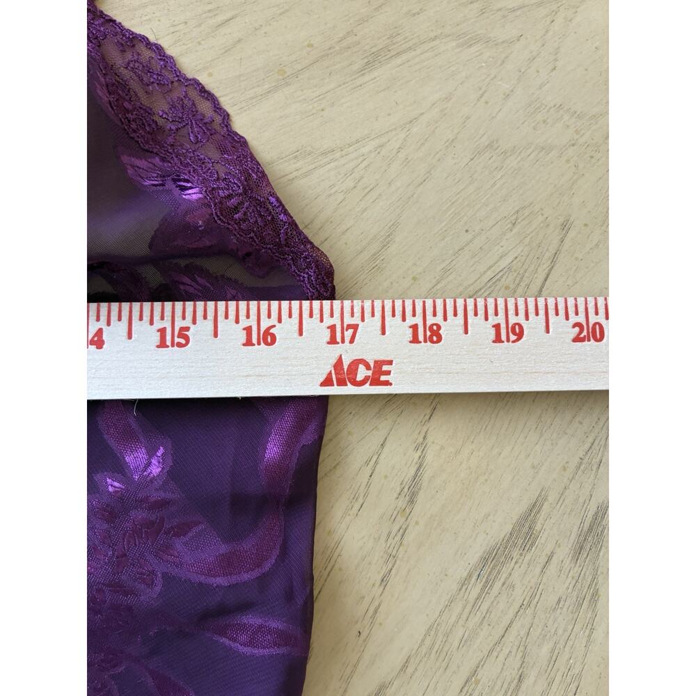 VTG Victoria’s Secret Gold Label Purple Sheer Floral Burnout Teddy Bodysuit S - Picture 12 of 16